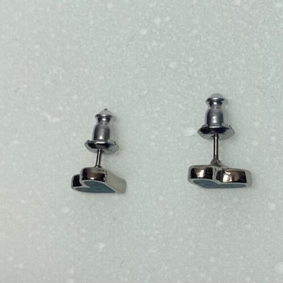 Vintage Turquiose Heart Coral Inlay Silver Earrings 1/4" Hearts Post Stud EUC - Picture 7 of 12